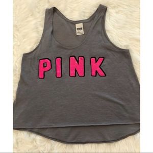 Pink Victorias Secret tank top Women sequins Sleeveless Stretch Gray Extra Small